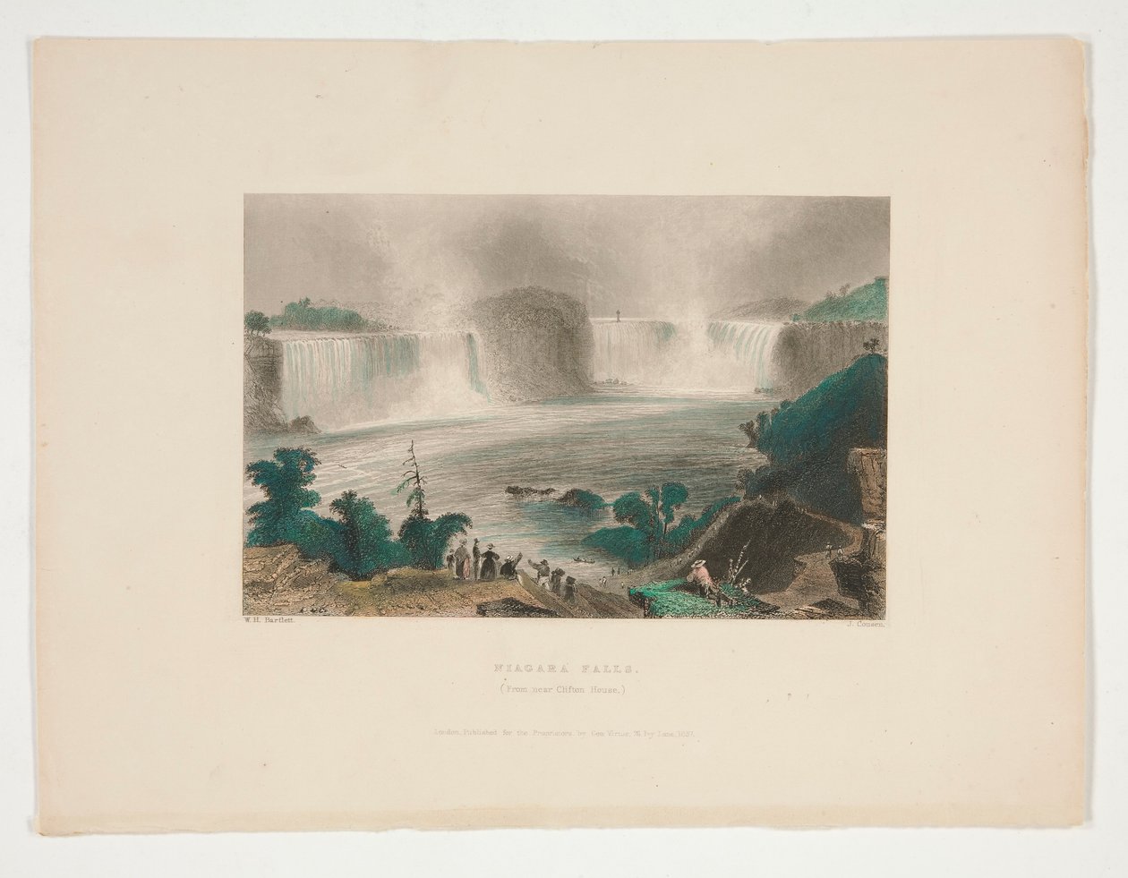 Niagaran putoukset (läheltä Clifton Housea), kuva Nathaniel Parker Willisille tekijältä John Cousen