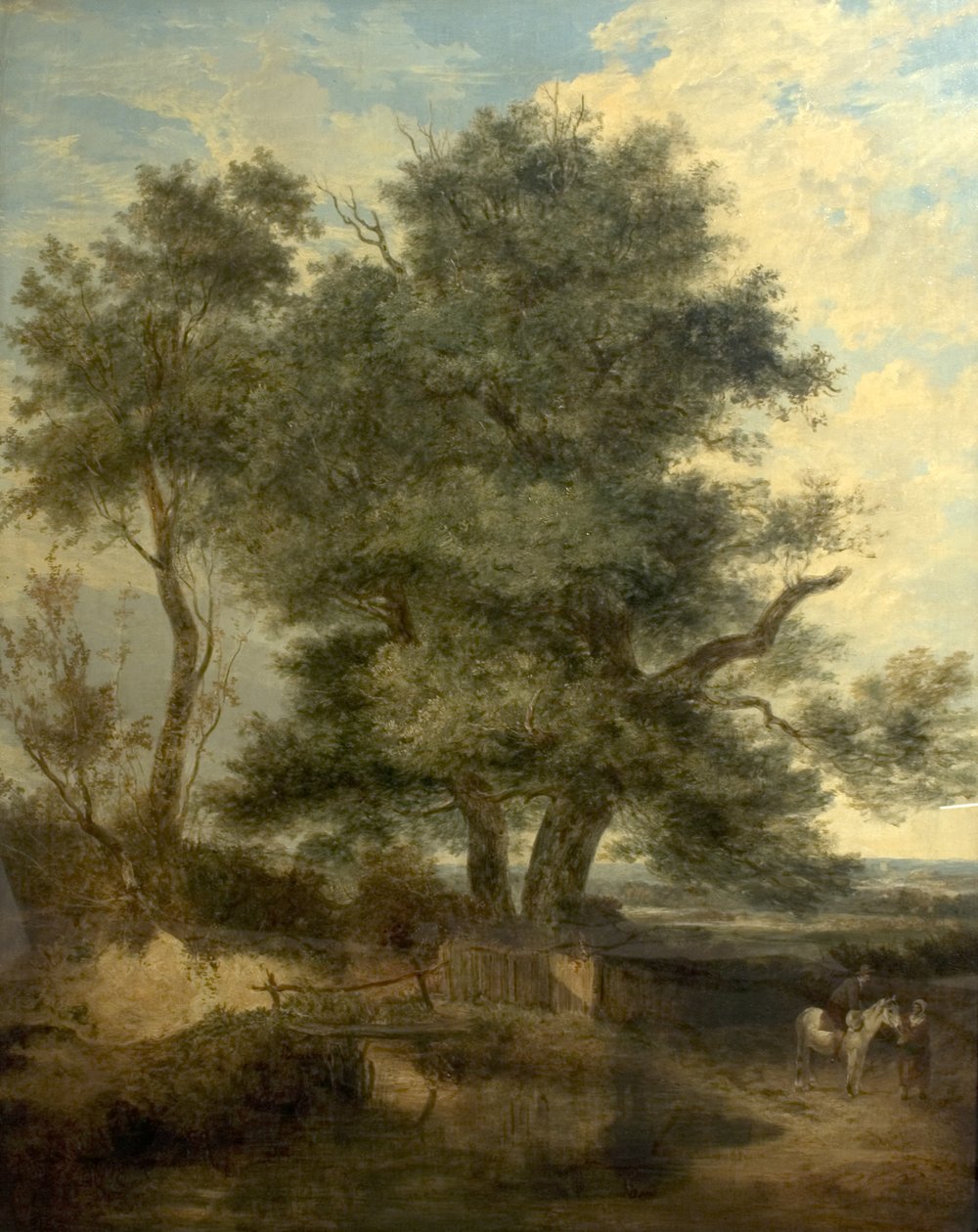 Puut puron rannalla (Pajupuu, ratsastaja ja nainen tiellä), n. 1818 (öljy kankaalle) tekijältä John Crome