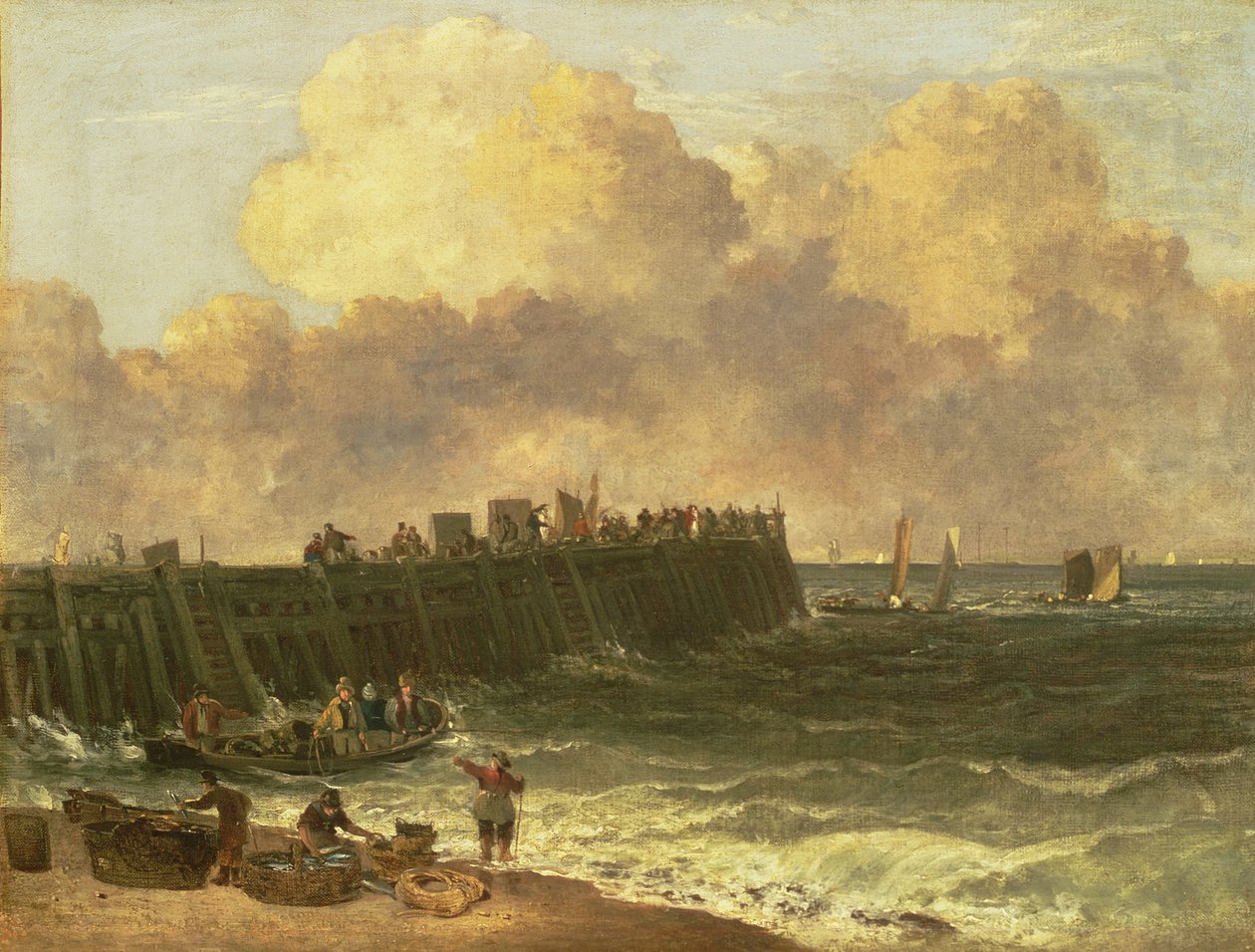 Yarmouthin laituri, n. 1810 tekijältä John Crome