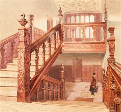 Charterhouse: Grand Staircase, toukokuu 1885 (akvarelli) tekijältä John Crowther
