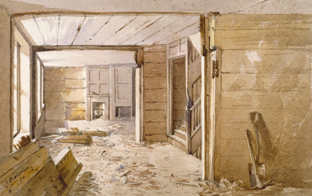 White Lyonin vankilan vieressä sijaitsevan huoneen sisustus, Borough High Street, Southwark, Lontoo, 1887 tekijältä John Crowther