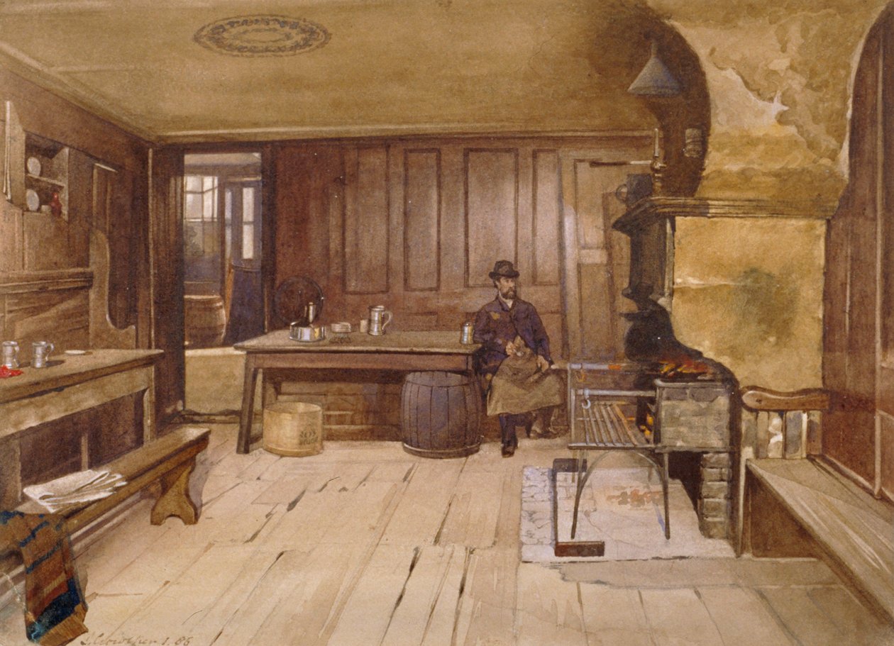 aSieve-pubin hanahuoneen sisustus, Church Street, Minories, Lontoo, 1885 tekijältä John Crowther