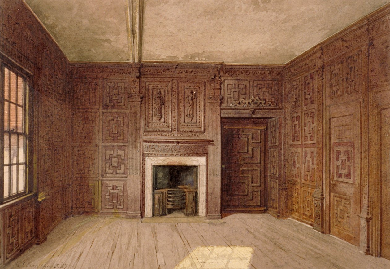 Sisäkuva Compton Oak Roomista, Canonbury House, Islington, Lontoo, 1887 tekijältä John Crowther