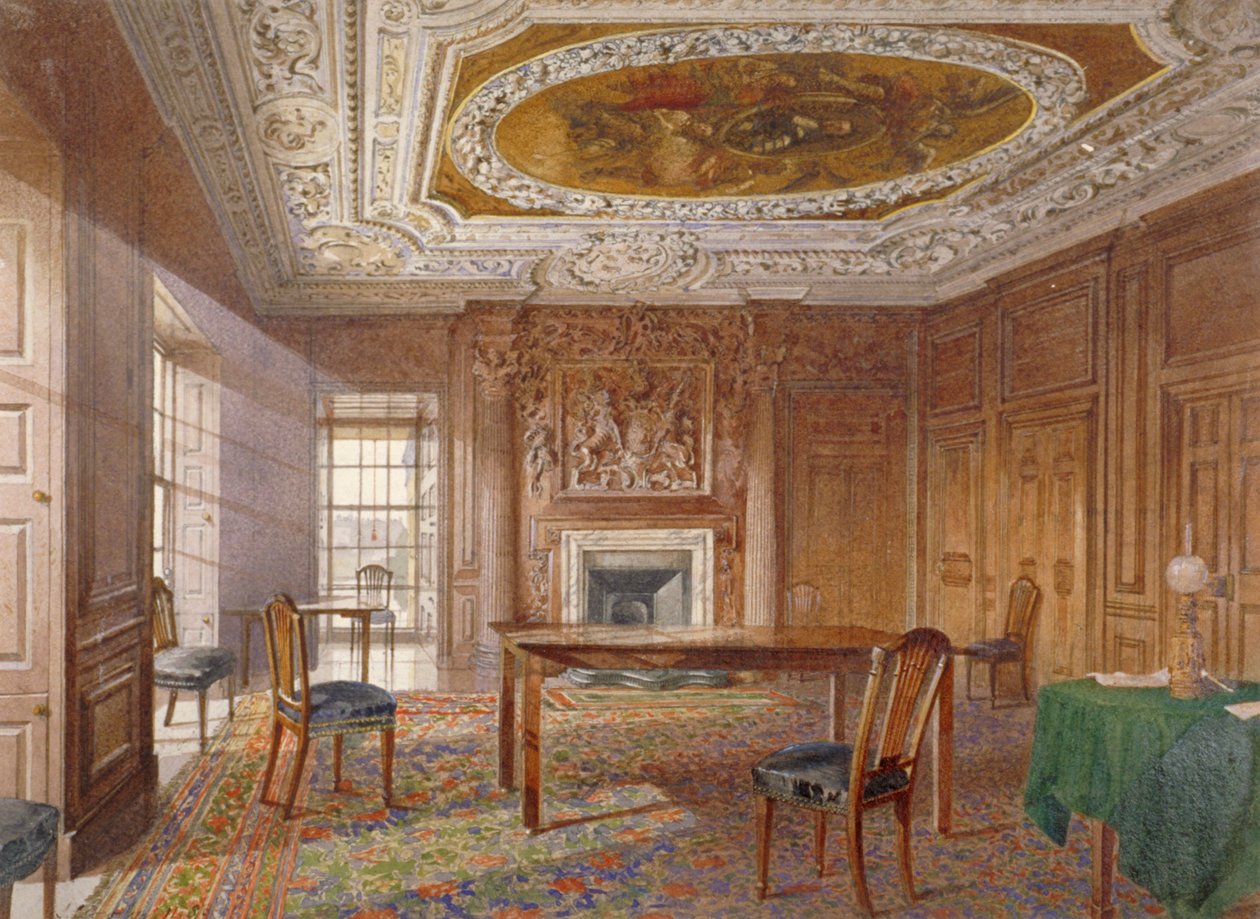 Sisäkuva Oak Roomista, New River Head, Finsbury, Lontoo, 1886 tekijältä John Crowther