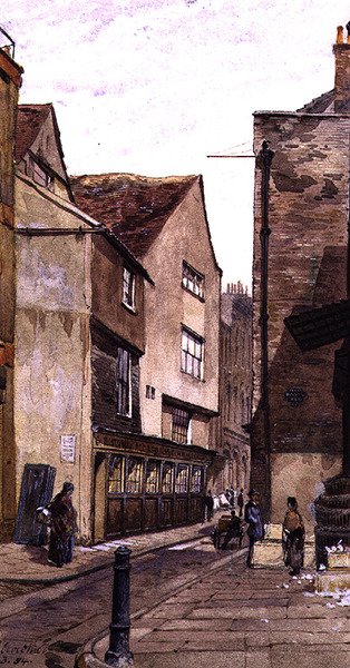 King Street: lähellä Aldgatea, maaliskuu 1884 (akvarelli) tekijältä John Crowther