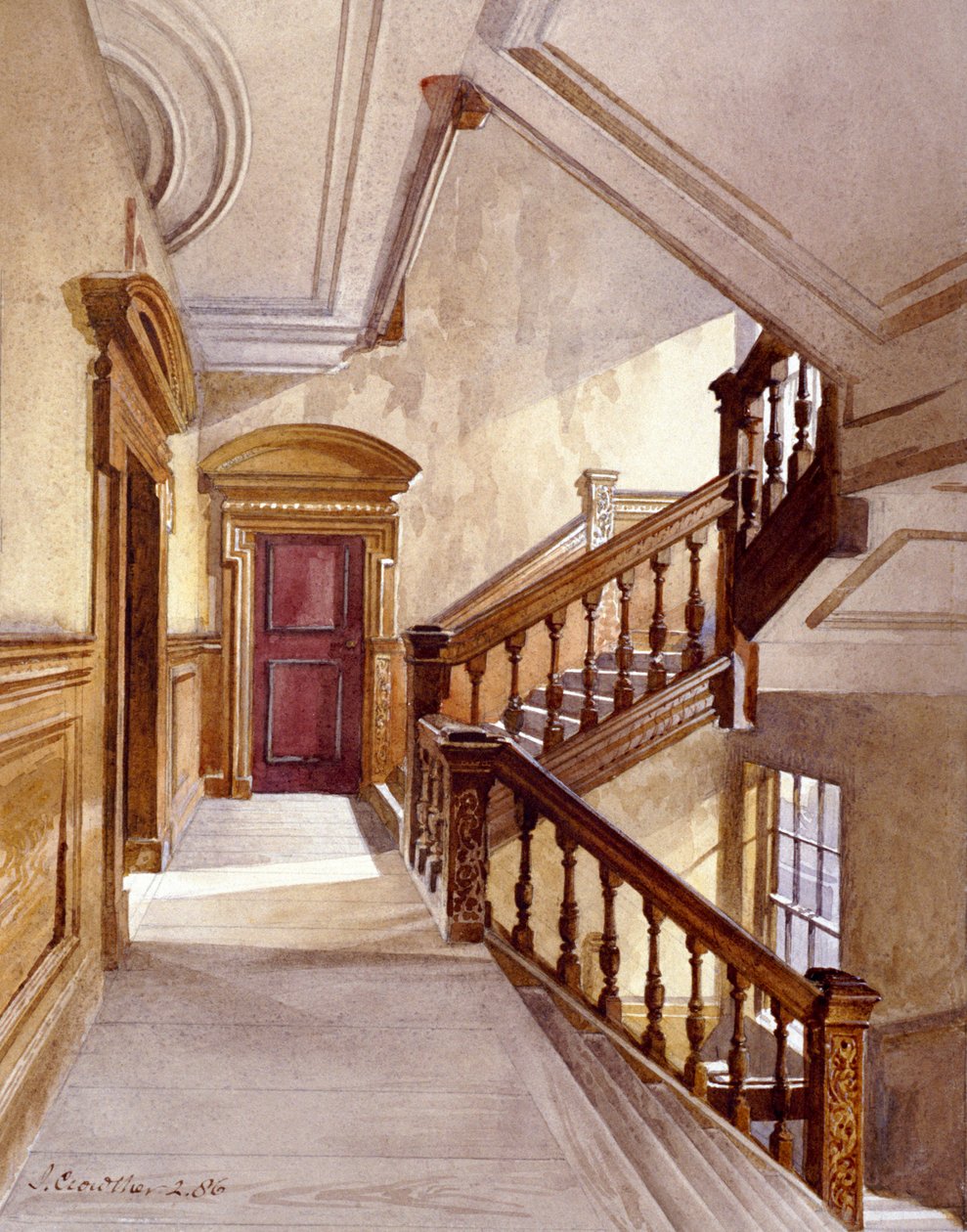 Sir Christopher Wrenin talo, Botolph Lane, Lontoo, 1886. tekijältä John Crowther
