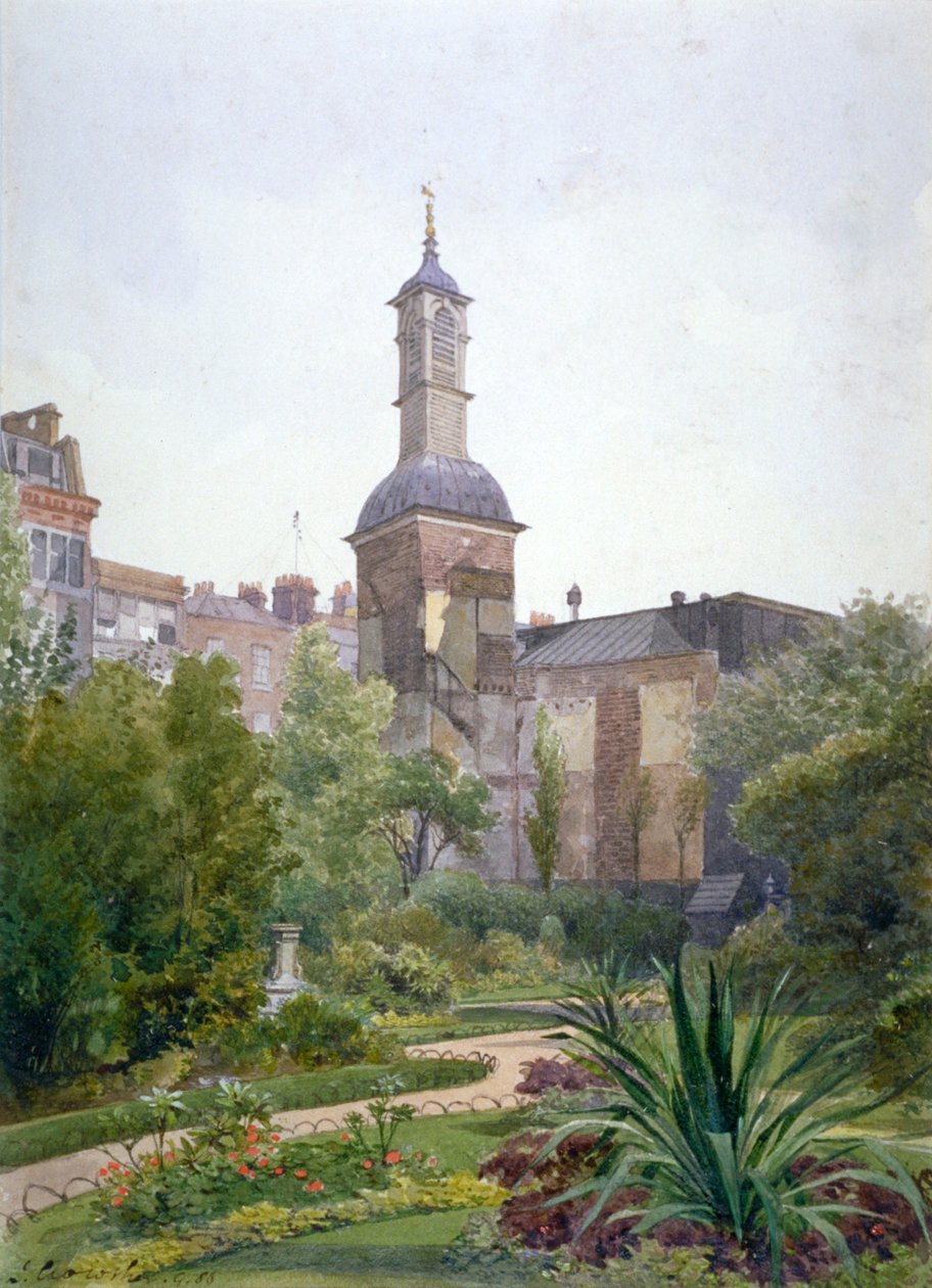 St Botolphin kirkon torni, Aldersgate, Lontoon kaupunki, 1886 tekijältä John Crowther