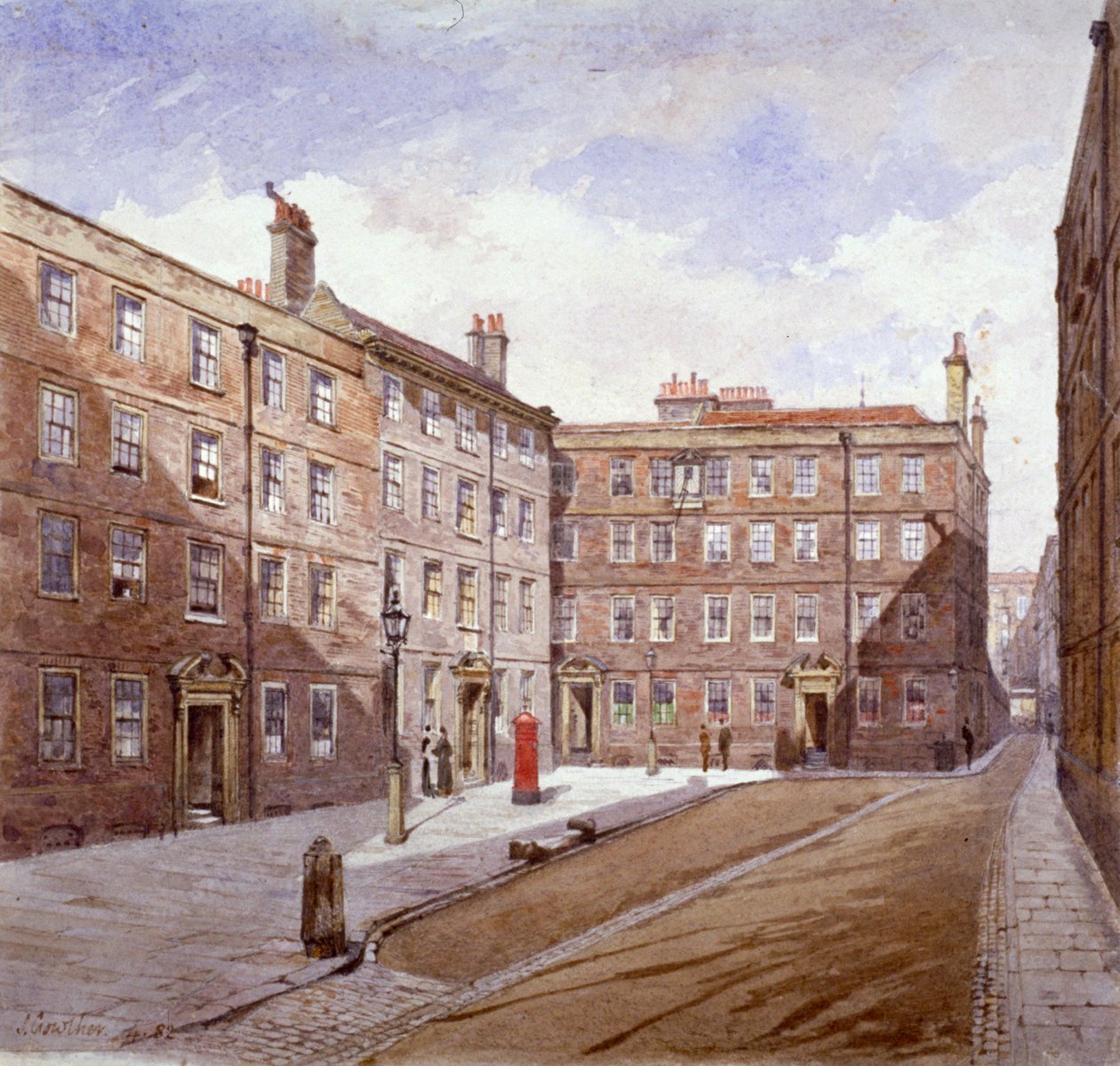 Näkymä Brick Courtista, Middle Temple, Lontoo, 1882. tekijältä John Crowther