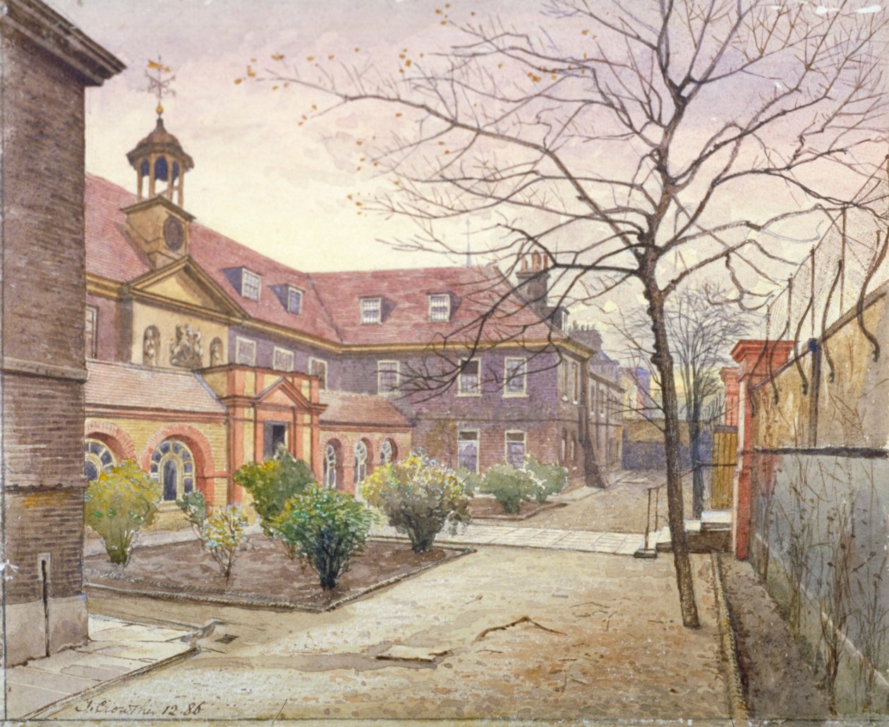 Näkymä Grey Coat Hospitalista, Greycoat Placesta, Westminsteristä, Lontoosta, 1886 tekijältä John Crowther