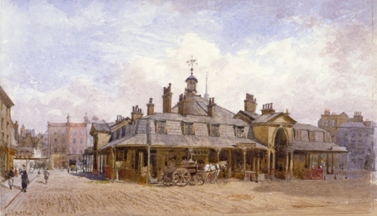 Näkymä Oxford Marketille, St Marylebone, Westminster, Lontoo, vuosi 1880 tekijältä John Crowther
