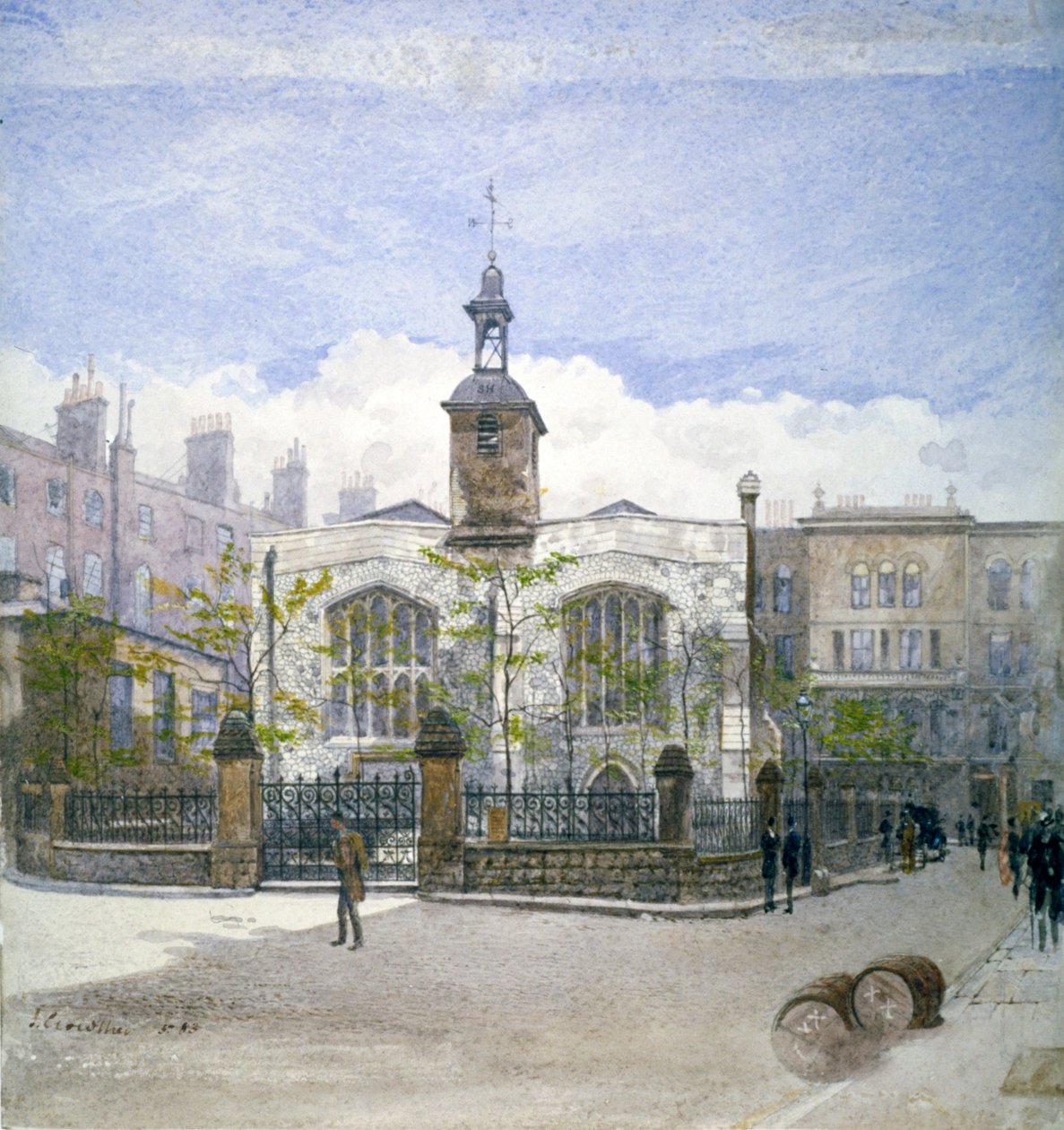 Näkymä St Helenin kirkolle, Bishopsgate, Lontoon kaupunki, 1883 tekijältä John Crowther