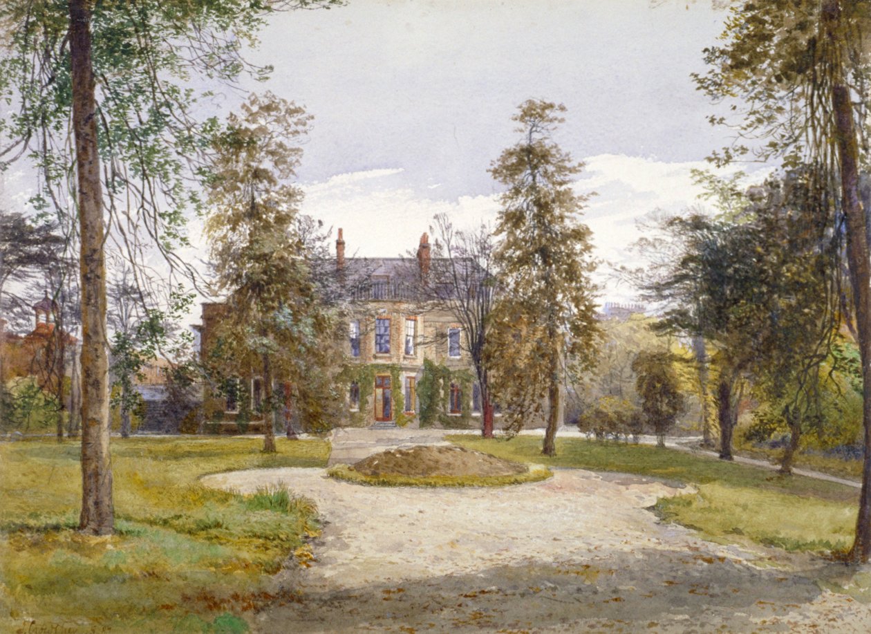 Näkymä Stockwell Park Houseen puutarhasta, Lambeth, Lontoo, 1887 tekijältä John Crowther