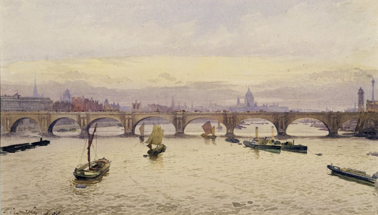 Näkymä Waterloon sillalle Hungerford Bridgeltä, 1888 tekijältä John Crowther