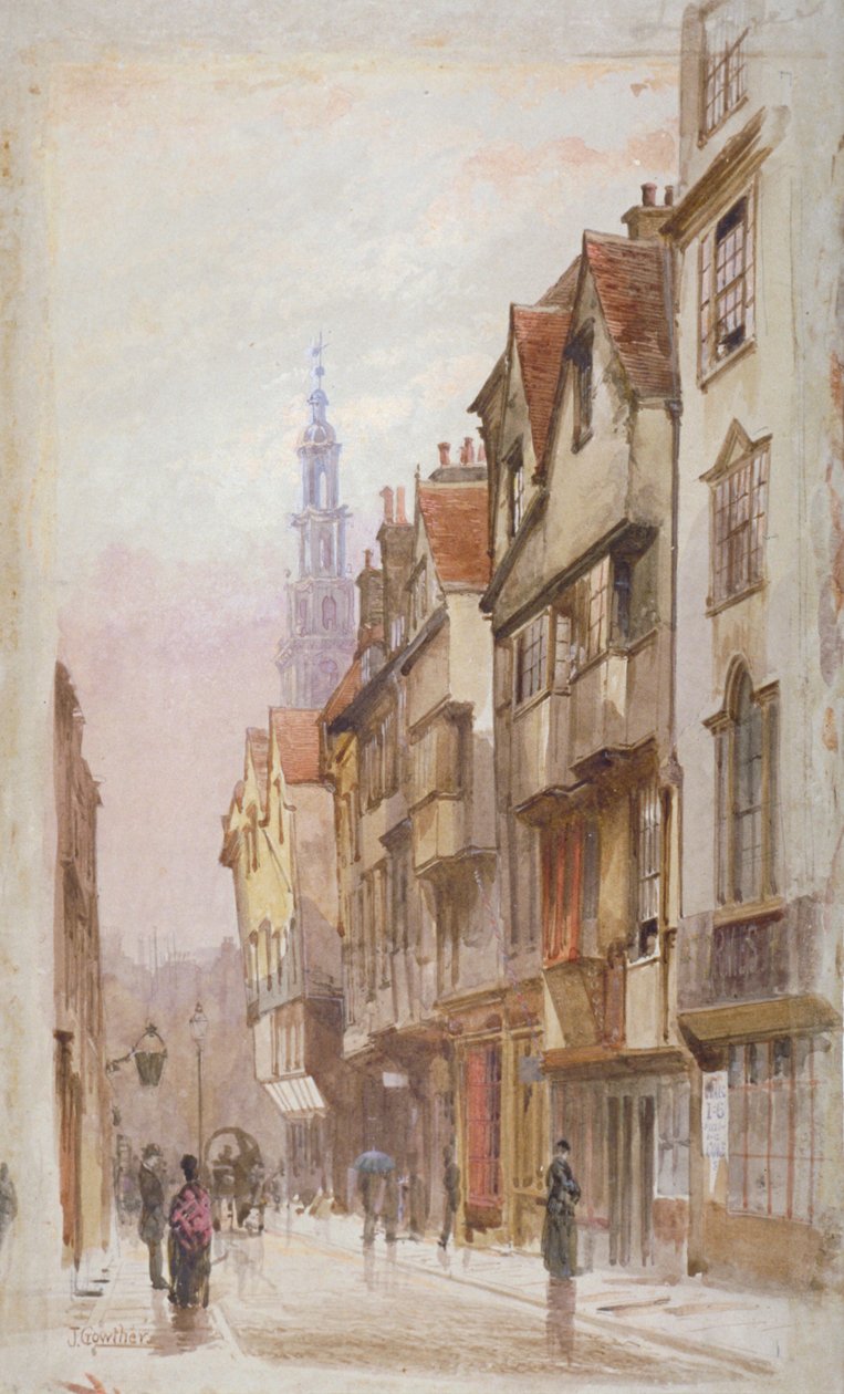 Näkymä Wych Streetille, Westminster, itään New Inn Gatewaysta, Lontoo, c1880 tekijältä John Crowther