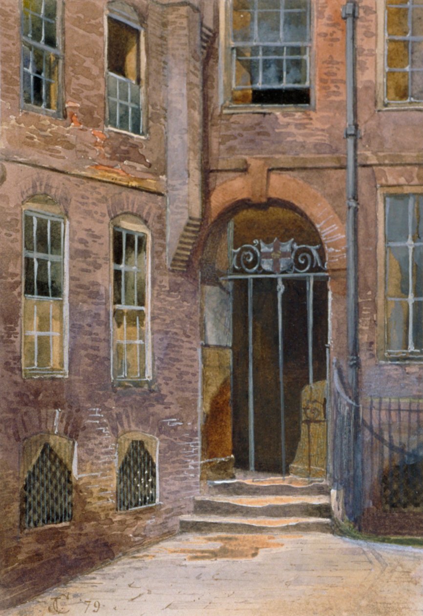 Näkymä portista Elm Courtissa, Inner Temple, Lontoo, 1879. tekijältä John Crowther