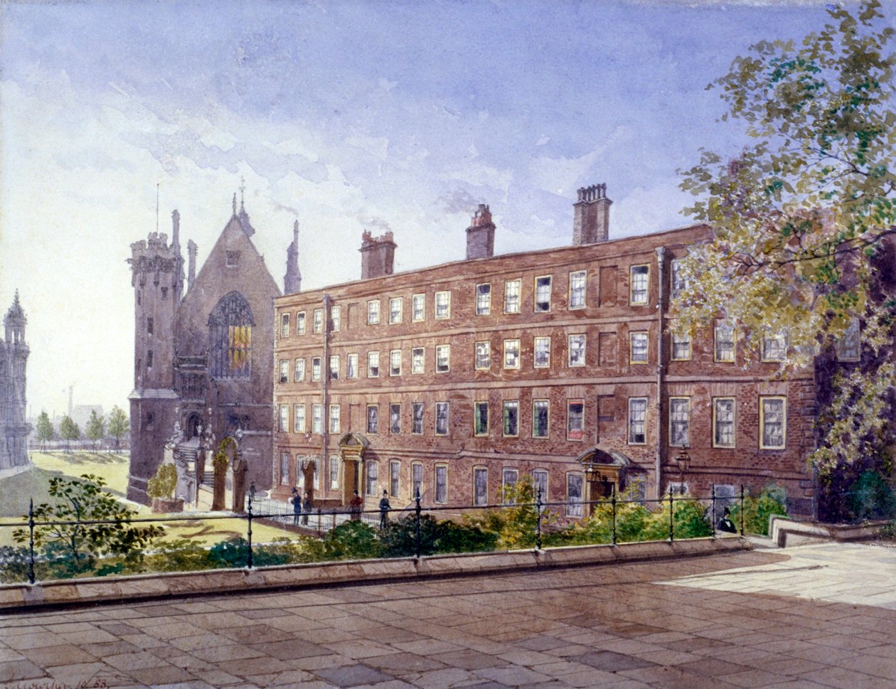 Näkymä 3 ja 4 Garden Courtista, Middle Temple, Lontoo, 1883. tekijältä John Crowther