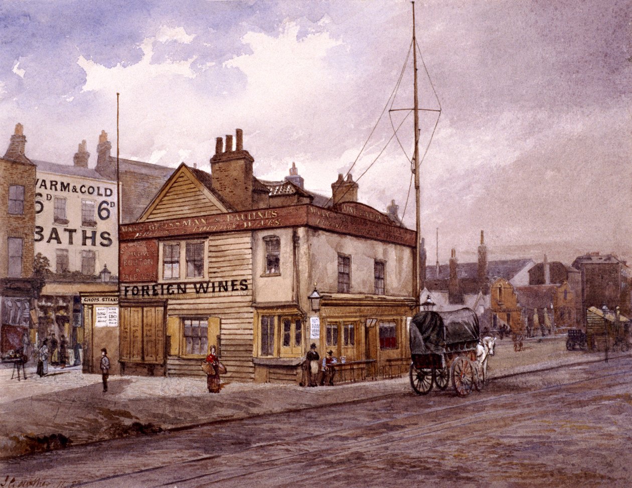 Vine Tavern, Mile End Road, Stepney, Lontoo, n. 1883 tekijältä John Crowther