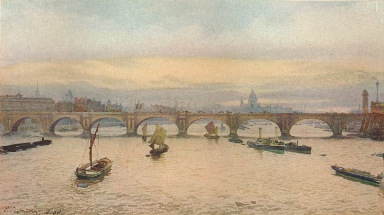 Waterloon silta Charing Crossin rautatiesillalta, 1888 1926 tekijältä John Crowther