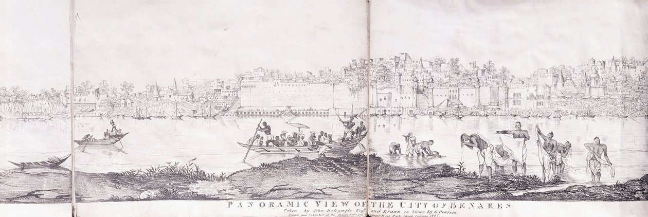 Panoraamanäkymä Benaresin kaupunkiin, 1827 tekijältä John Dalrymple