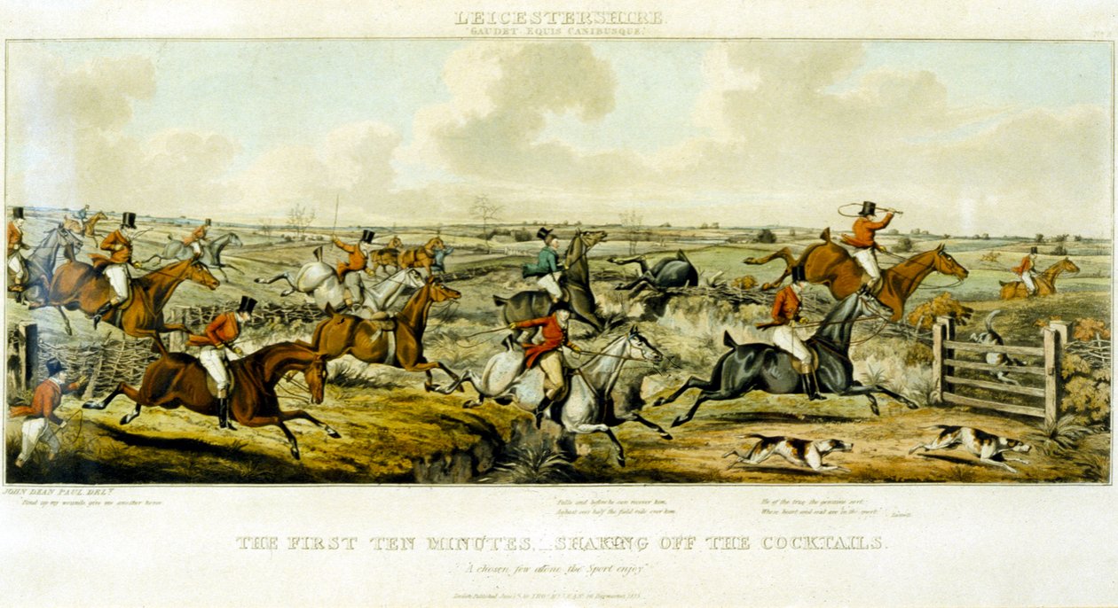 Ensimmäiset kymmenen minuuttia, Leicestershires, kaiverrus Henry Alken (1785-1851) 1825 (värikaiverrus) tekijältä John Dean (after) Paul
