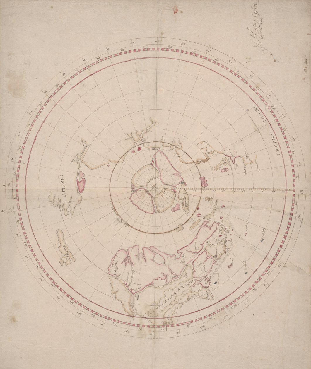 Humfray Gylbert nousi korttinsa ritariksi, n. 1582 tekijältä John Dee