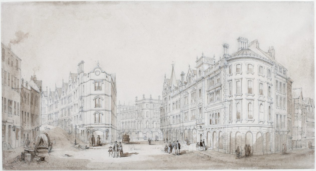 Akenside Hill, Newcastle upon Tyne (vartalon väri) tekijältä John Dobson
