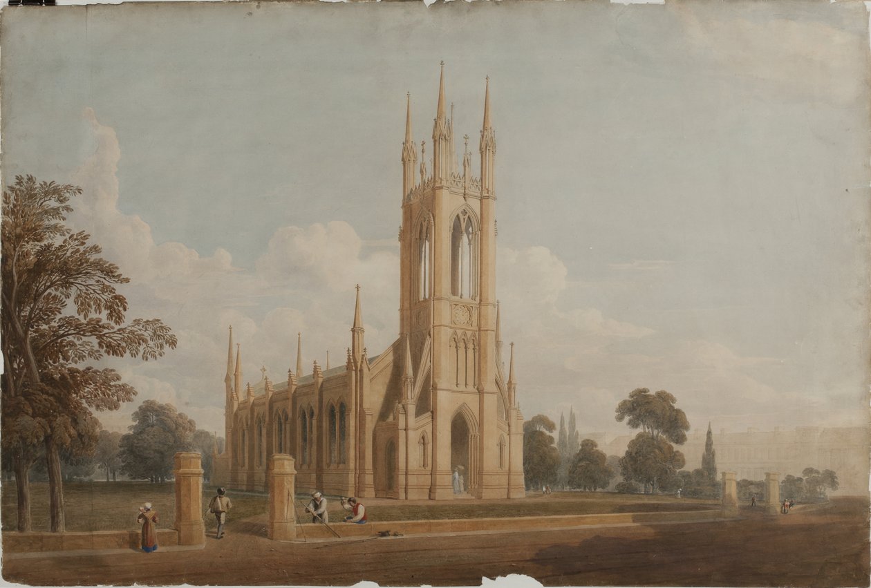Suunnittelu St Thomasin kirkolle, n. 1826 tekijältä John Dobson