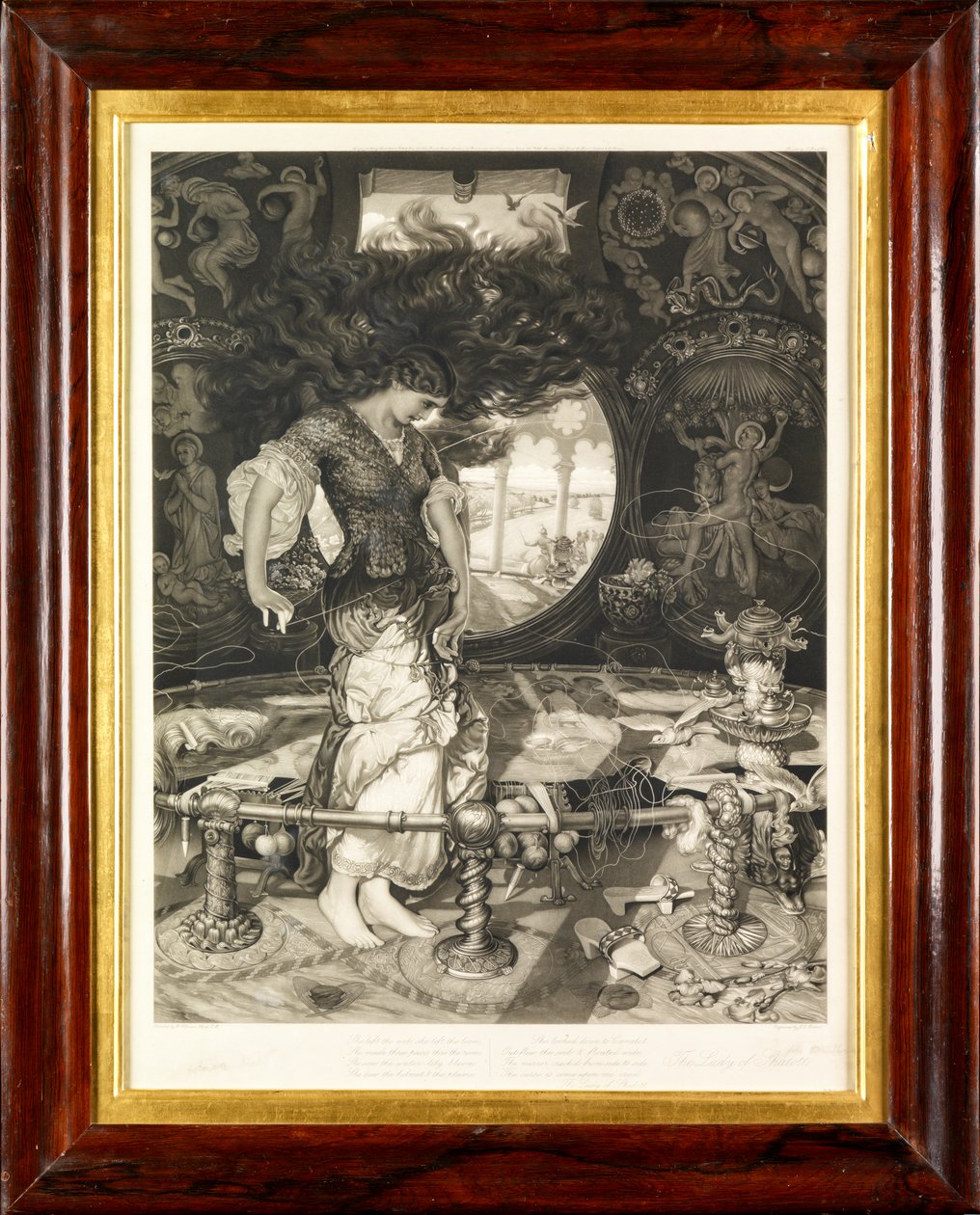 The Lady of Shalott (mezzotint) tekijältä John Douglas Miller