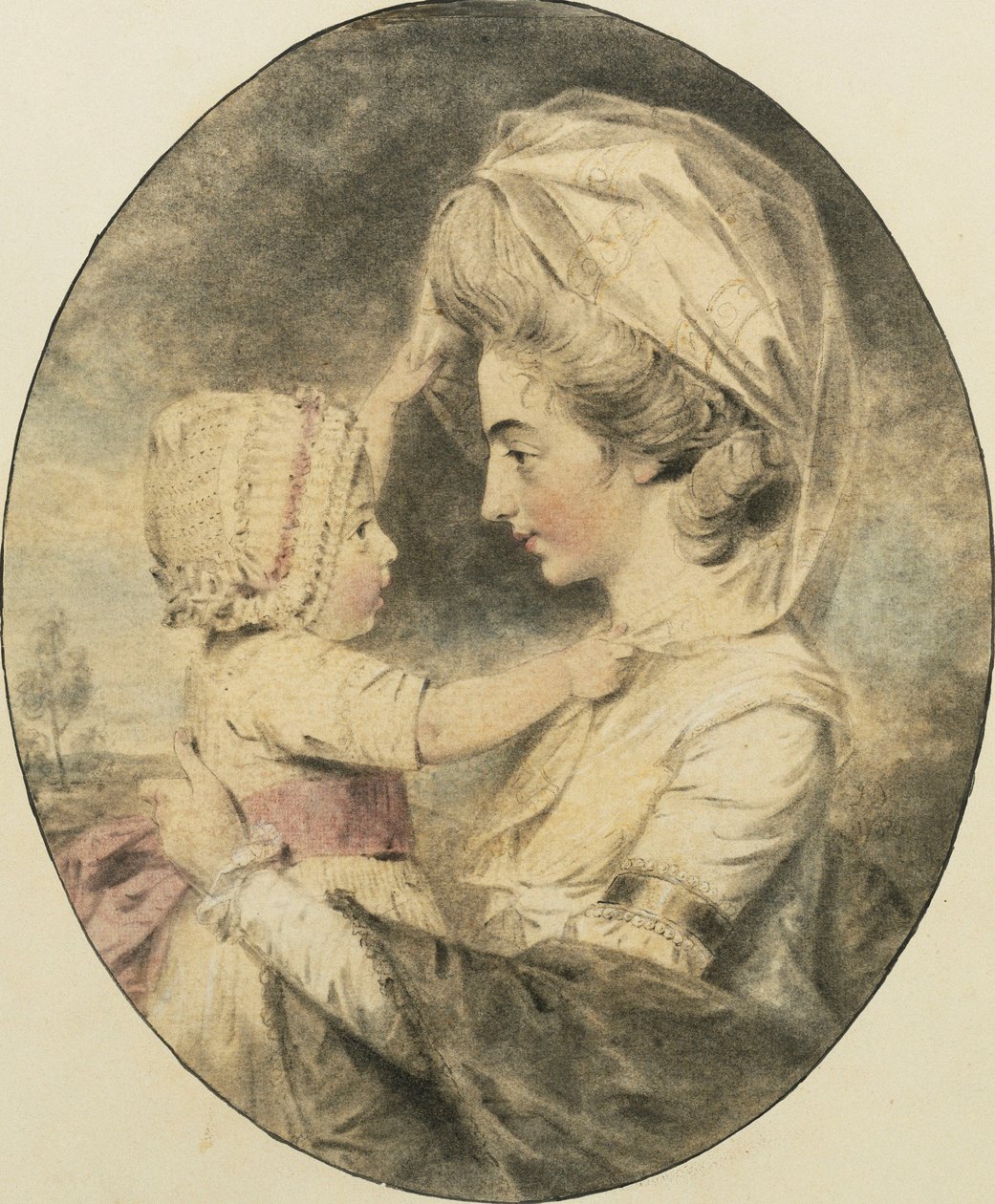 Rouva Hartopin ja hänen lapsensa muotokuva, 1780 tekijältä John Dowman