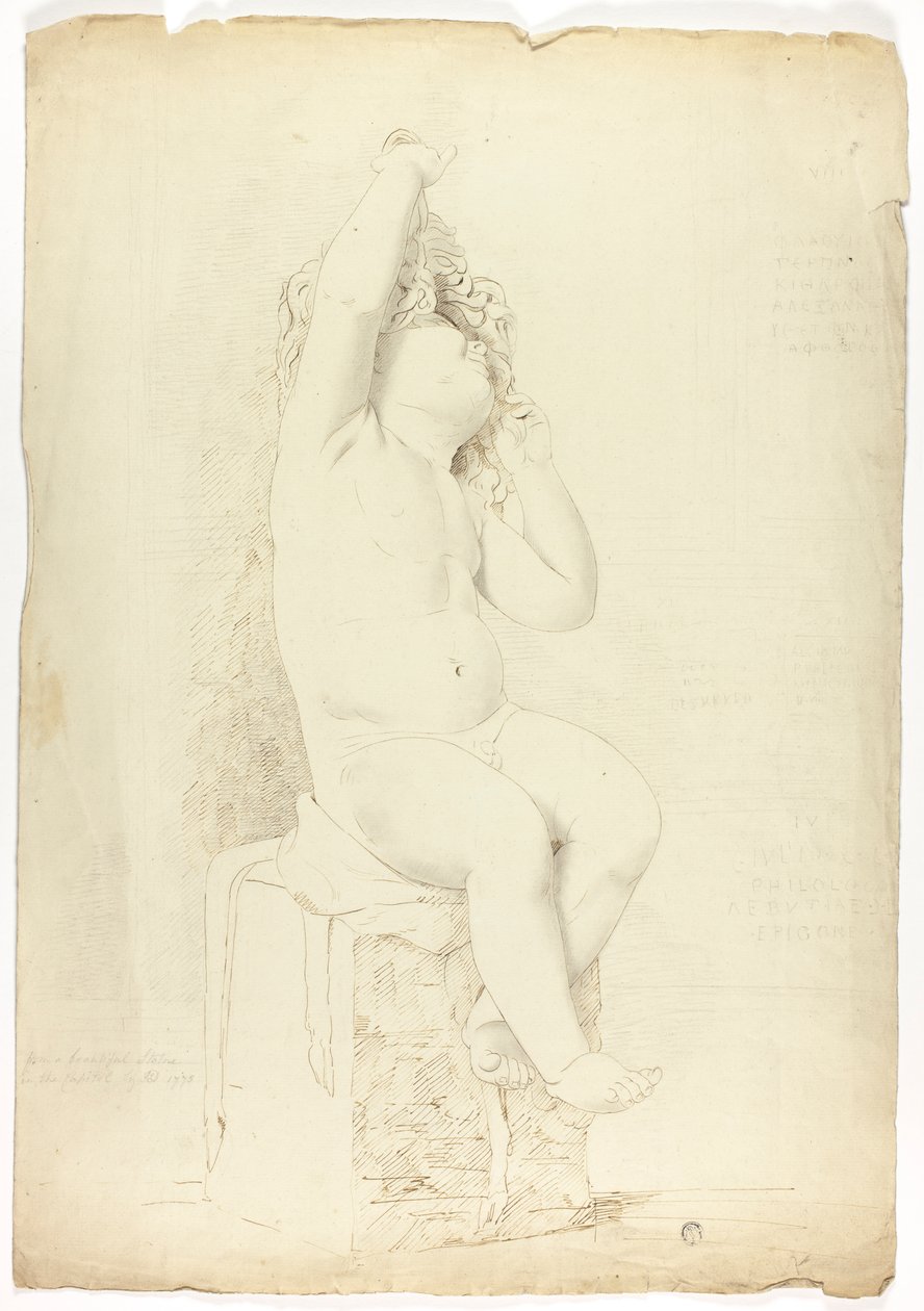 Estàtua antiga de Putto assegut jugant amb Maskfinnish tekijältä John Downman
