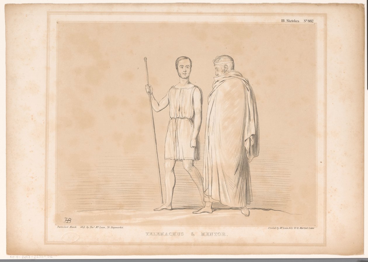 Spotprent tapasi Lord Lincolnin ja Sir Robert Peelin Telemachus ja Mentor (otsikko esineessä) HB Sketches (sarjan otsikko objektissa) tekijältä John Doyle