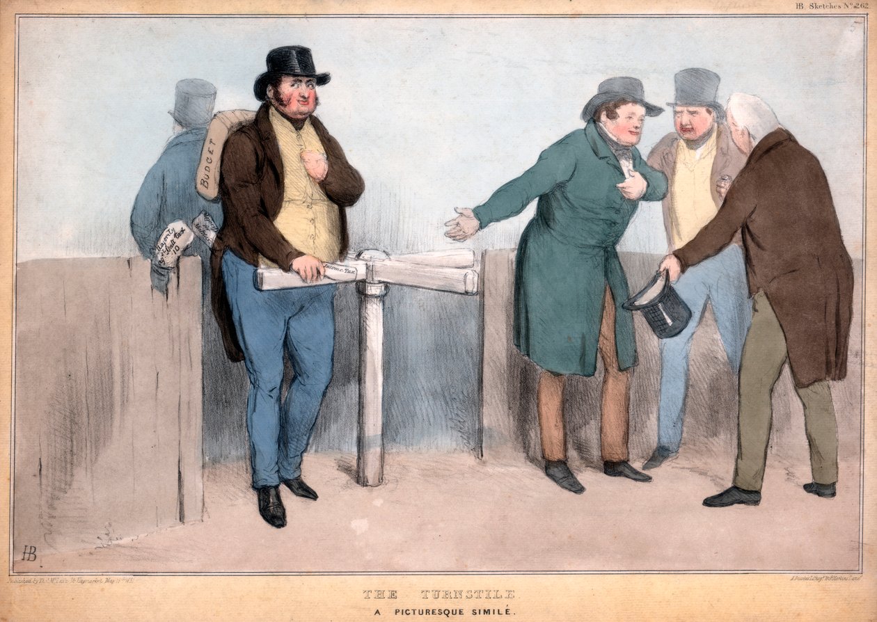 Kääntöportti, kuvankaunis vertaus, 1800-luku tekijältä John Doyle