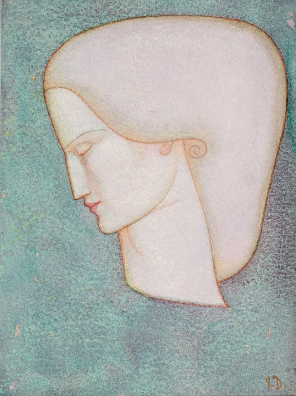 Naisen pää (akvarelli) tekijältä John Duncan