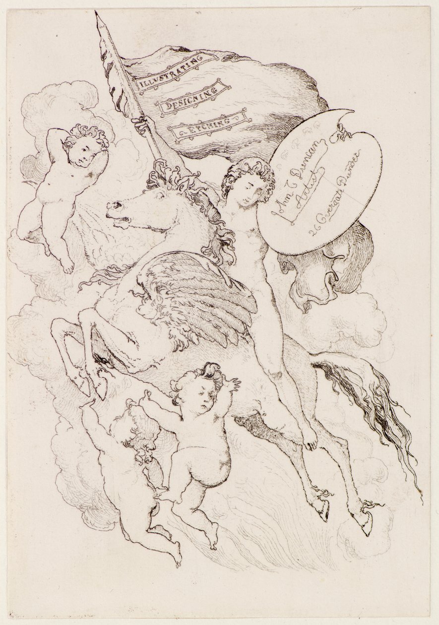 Lentävä hevonen (etsaus) tekijältä John Duncan