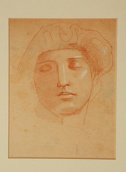 Kelttiläisen jumalan pää (kynä paperilla) tekijältä John Duncan