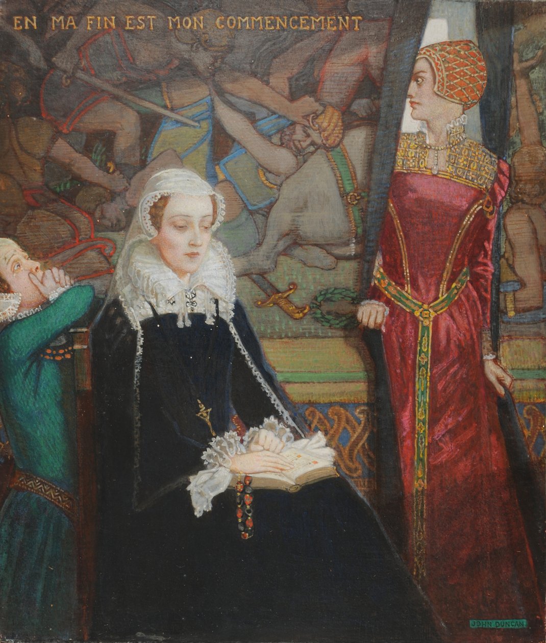 Mary Queen of Scots Fotheringhayssa, n. 1929 (tempera kankaalle) tekijältä John Duncan