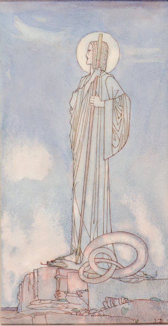 St George ja lohikäärme (kynä ja muste) tekijältä John Duncan