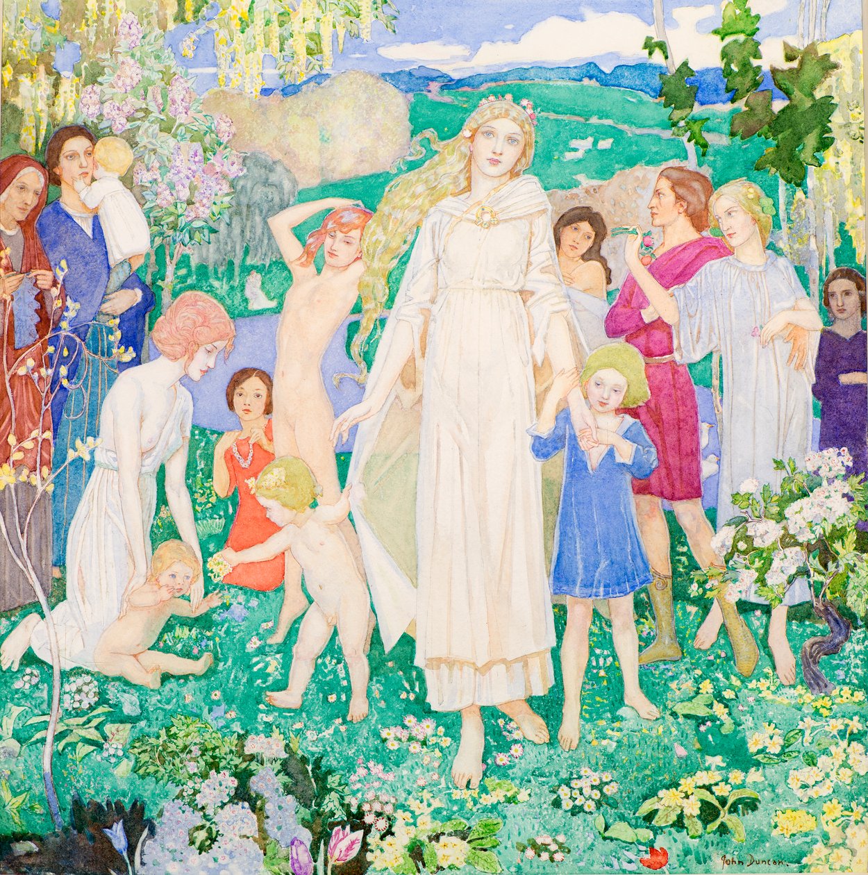 The Coming of Bride, n.1930 (akvarelli) tekijältä John Duncan