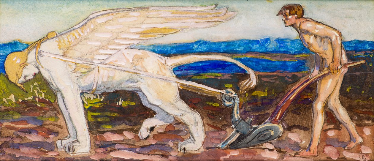 Sfinksi ja aura (akvarelli) tekijältä John Duncan