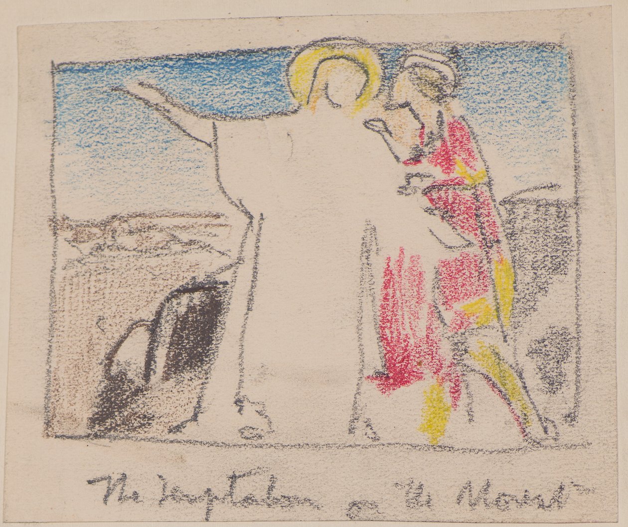 Kiusaus vuorella (lyijykynä) tekijältä John Duncan