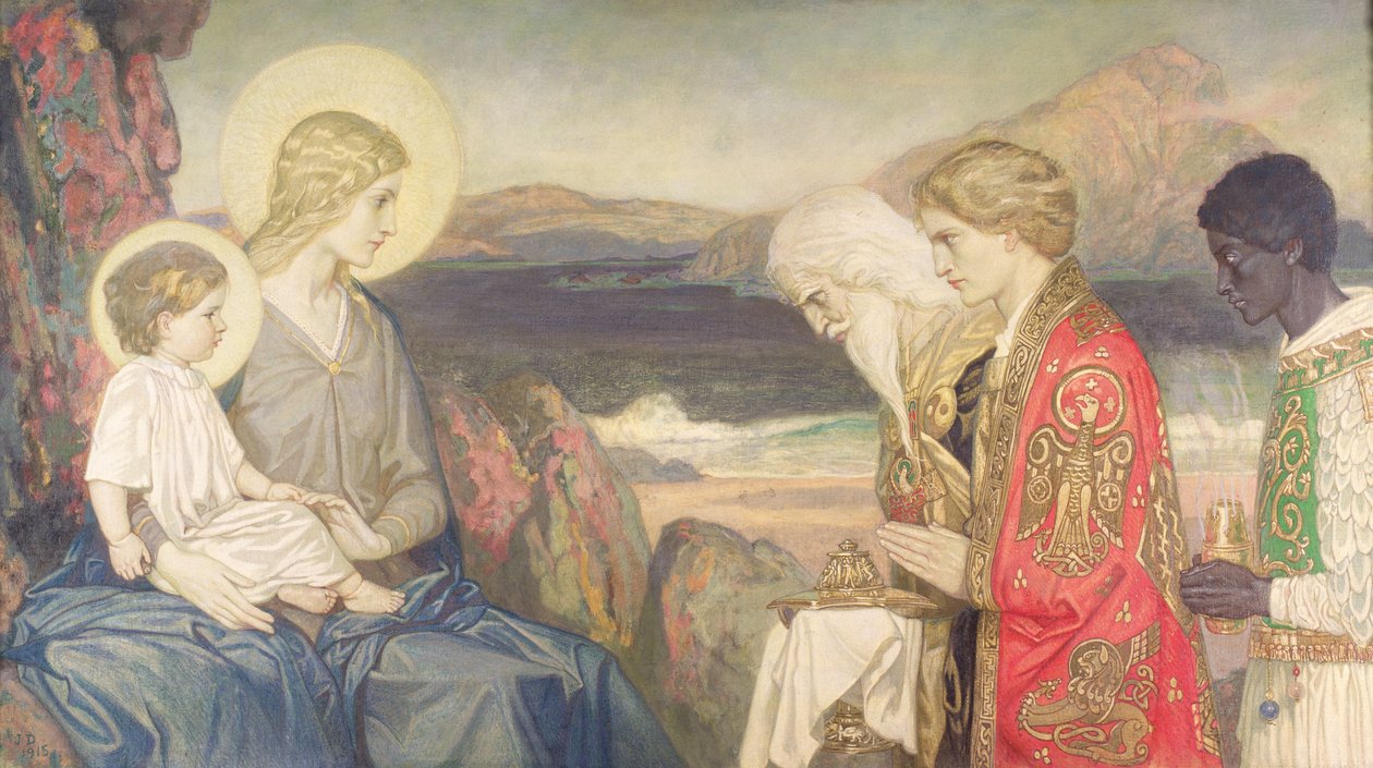 The Three Magi, 1915 (tempera kankaalle) tekijältä John Duncan