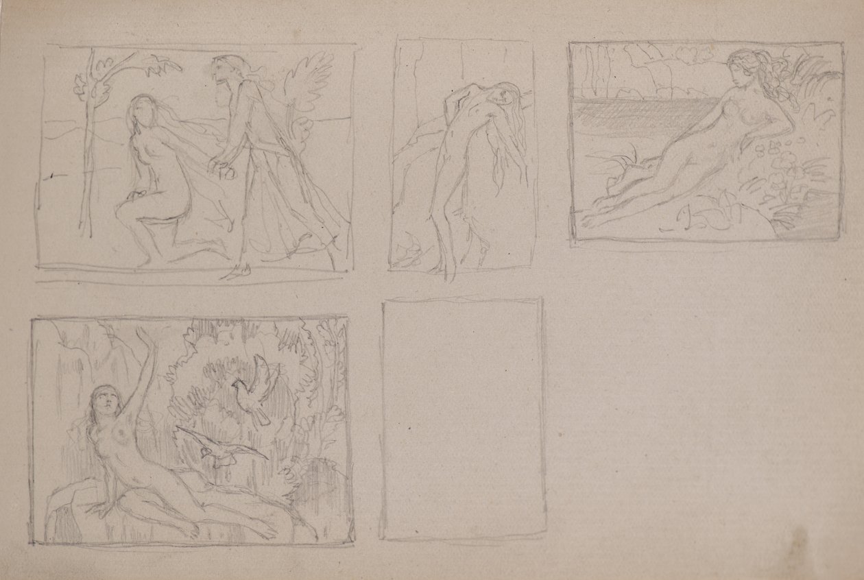 Nimetön [alastonhahmot maisemassa (kynä) tekijältä John Duncan