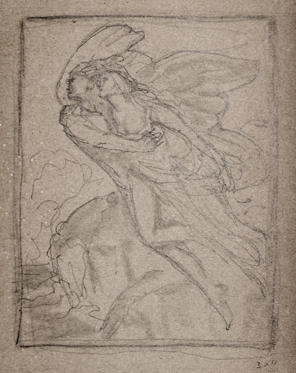 Nimetön [Kaksi enkeliä] (lyijykynä) tekijältä John Duncan