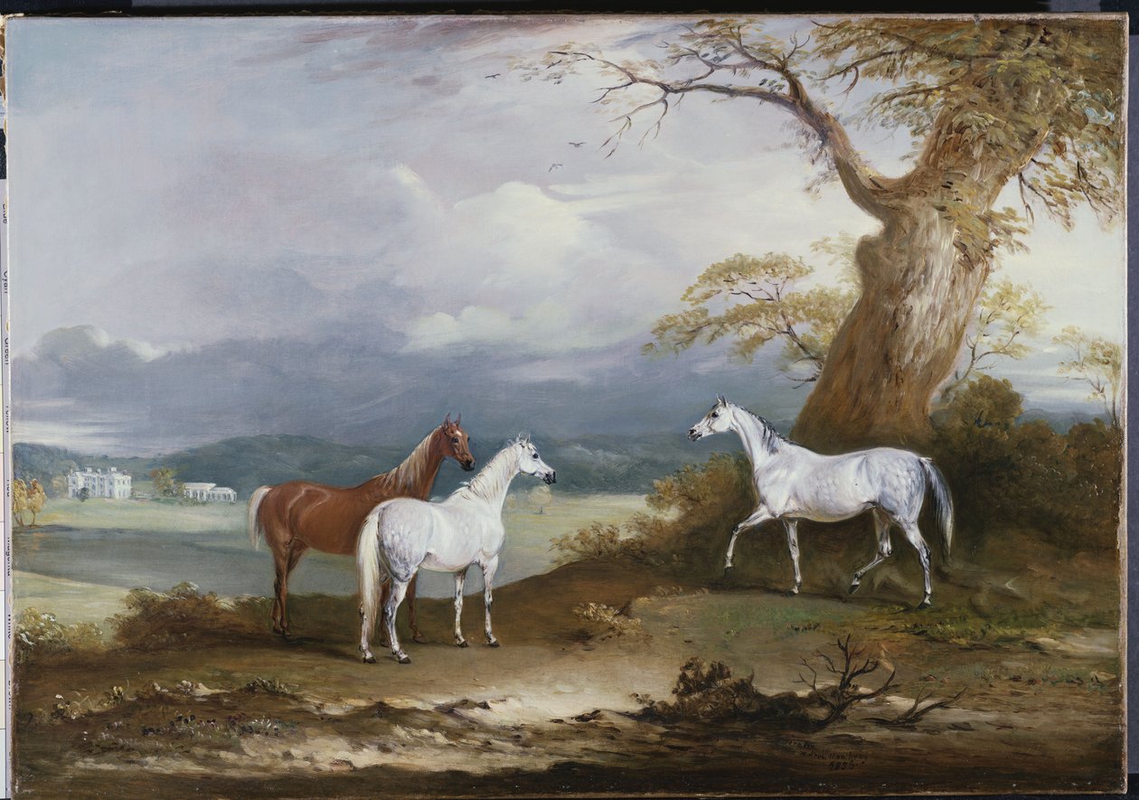 Lord Macdonaldin tammat Thorpe Hallin luona, Rudston, Yorkshire, 1836 tekijältä John E. Ferneley