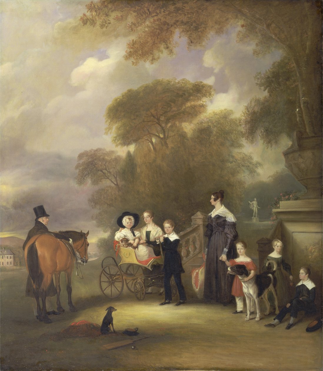 Pastori ja rouva Henry Palmer kuuden nuoremman lapsensa kanssa Withcote Hallissa, Near Oakhamissa, Leicestershiressä tekijältä John E. Ferneley