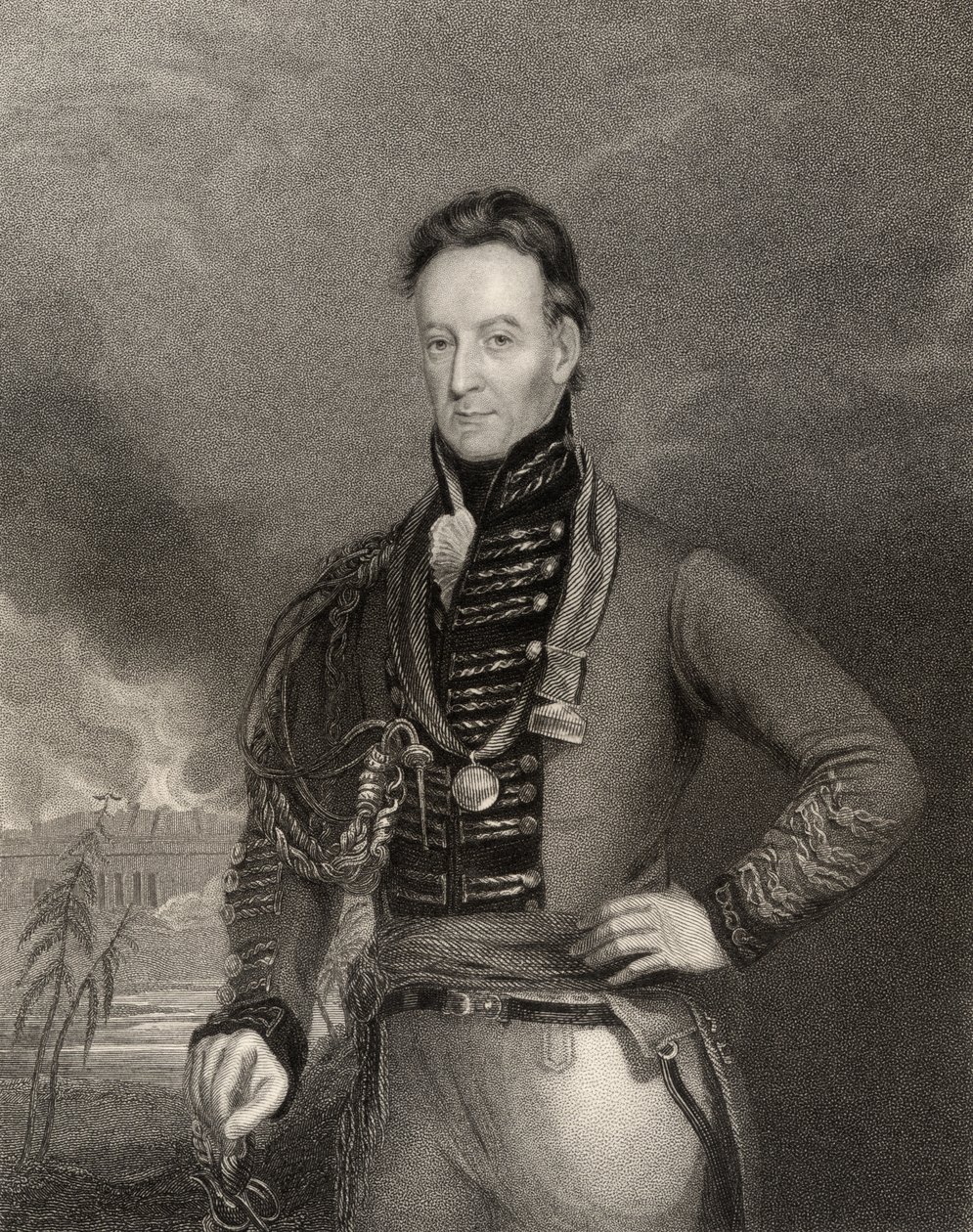 Sir Charles Shipley, Grenadan kuvernööri, kaivertanut H. Cook, National Portrait Gallerysta, osa IV, julkaistu n. 1835 tekijältä John Eckstein