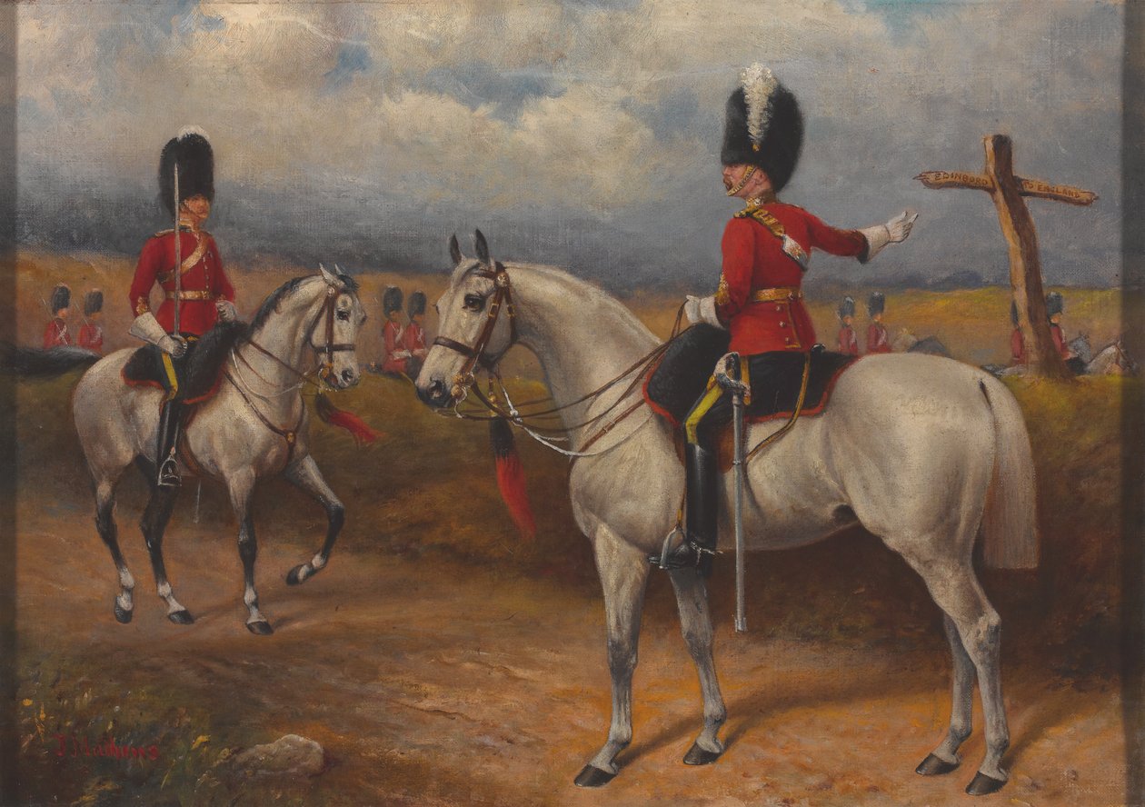Kaksi ratsuupseeria 2nd Dragonsista (Royal Scots Greys) tekijältä John Edward Chapman Mathews