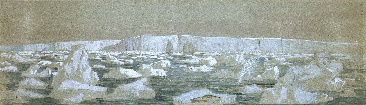 Osa eteläistä napavallia, 2. helmikuuta 1841 (akvarelli). tekijältä John Edward Davis
