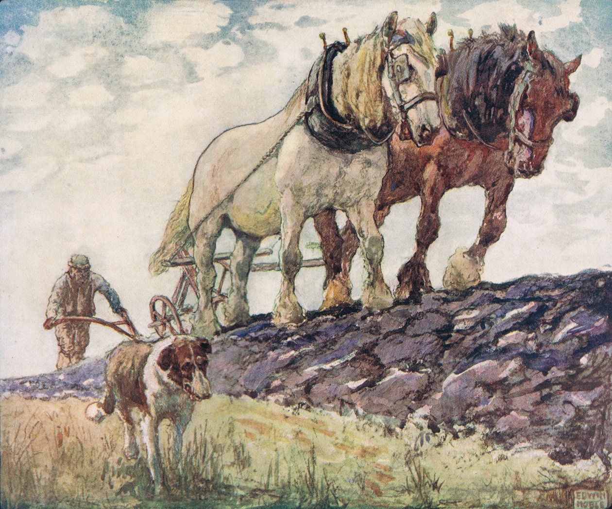 Plowing the field, kuvitus Gladys Davidsonin 