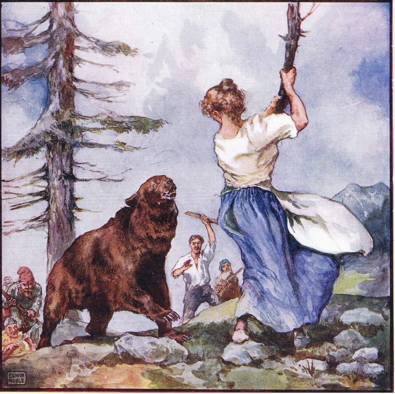 Eläin ei pitänyt tätä kohtelua aivan oikeudenmukaisena (väri litho) tekijältä John Edwin Noble